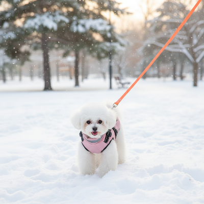 Imperméable pour chien -  réglable et réfléchissante rose - parc enneigé