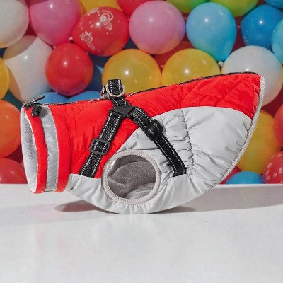 Impermeable-chien-pour-gros- avec-harnais-chauds-dhiver-rouge