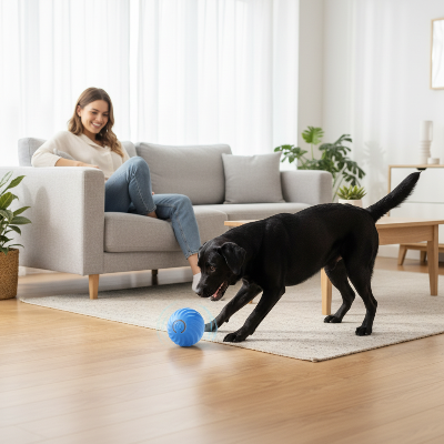 Jouet interactif pour chien - boule roulante-Femme Labrador