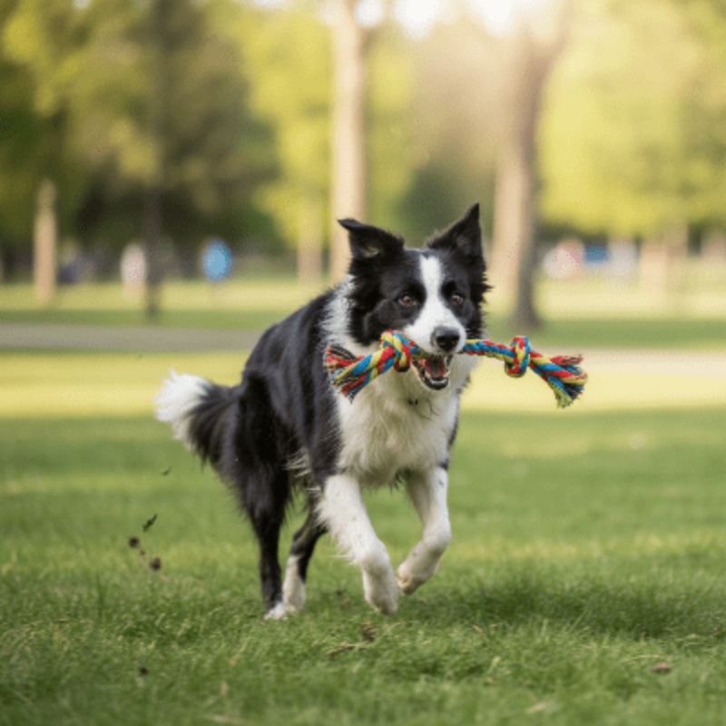Jouet pour chien - corde dentition résistant durable -border-collie-parc