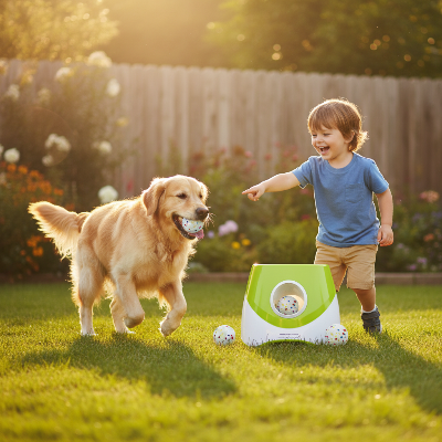 Jouet pour chien - lanceur de balle automatique-Enfant et chien lanceur de balle