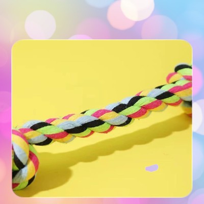 Jouet pour chien corde - dentition résistant durable-noir-rose-jaune-bleu
