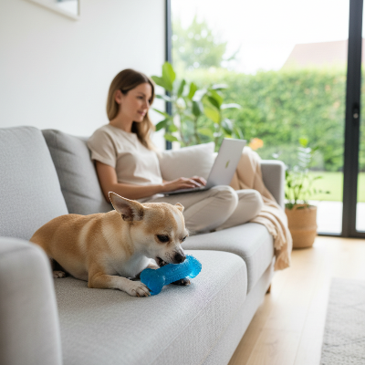 Jouets pour chien - os caoutchouc-Femme Chihuahua os bleu