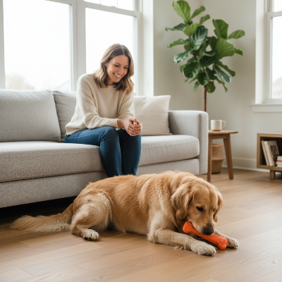 Jouets pour chien - os caoutchouc-Femme Golden os orange