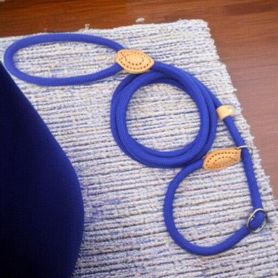 Laisse chien - corde nylon-bleu-1-.5m