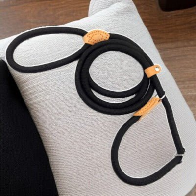 Laisse chien - corde nylon-noir-1.8m