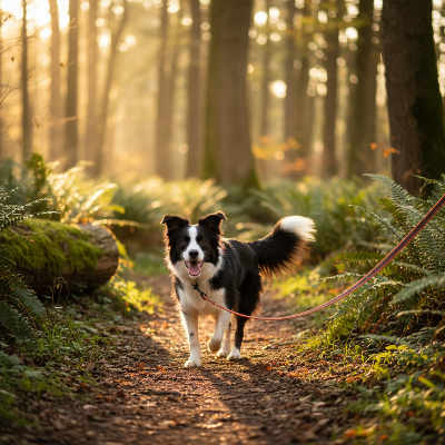 Laisse pour chien moyen - résistante confortable-chien-promenade-avec-laisse-orange