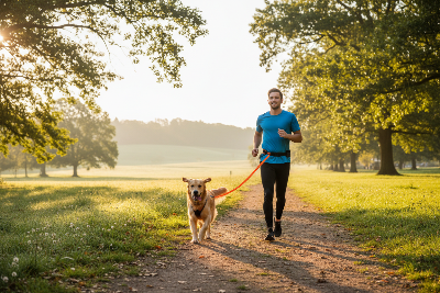 Laisse pour chien - course-jogging-avec-chien-laisse-mains-libres