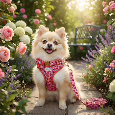 Laisse pour chien estivale - légère confort été fraises - Chien avec harnais collier laisse