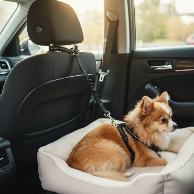 Laisse  pour chien voiture - sécurité auto voyage confort-chien-attacher-derriere-coucher-sur-coussin