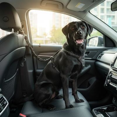 Laisse  pour chien voiture - sécurité auto voyage confort-gros-chien-attacher-derriere