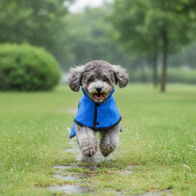 Manteau chien  - Imperméable réglable caniche bleu parc