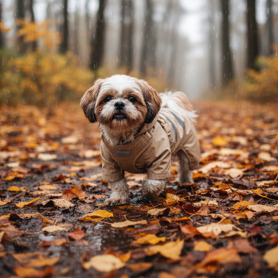 Manteau chien - imperméable réfléchissant avec harnaisShih Tzu imperméable beige