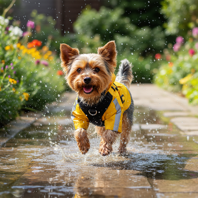 Manteau chien - imperméable réfléchissant avec harnais Yorkshire imperméable jaune