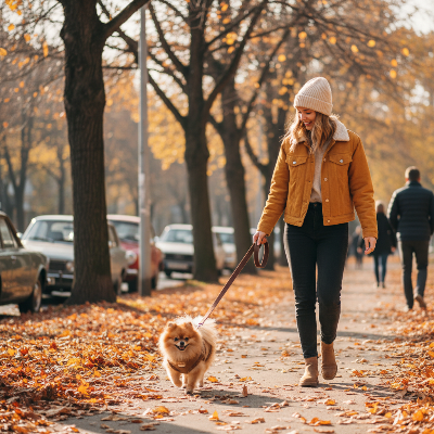 Manteau pour chien - imperméable chaud avec harnais intégré- manteau-Poméranien brun automne