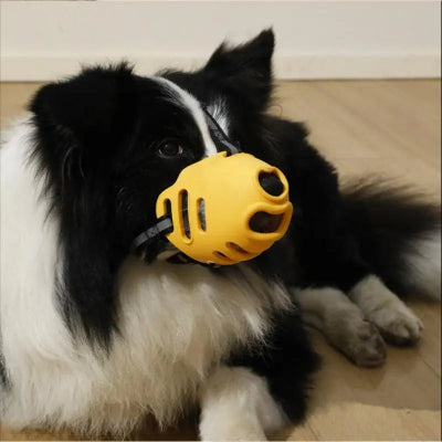 Muselière chien - réglable et respirante anti-morsure-jaune