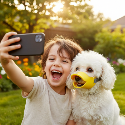 Muselière chien - silicone canard-Bichon muselière canard jaune enfant