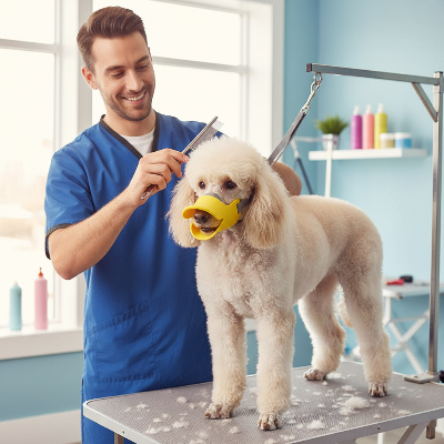 Muselière chien - silicone canard-Caniche muselière canard jaune toilettage