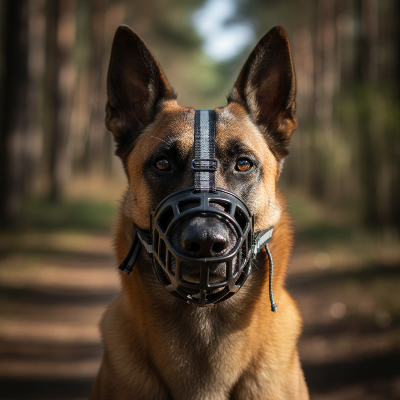 Muselière pour chien - panier anti-morsure anti-aboiement-Malinois muselière panier noire portrait