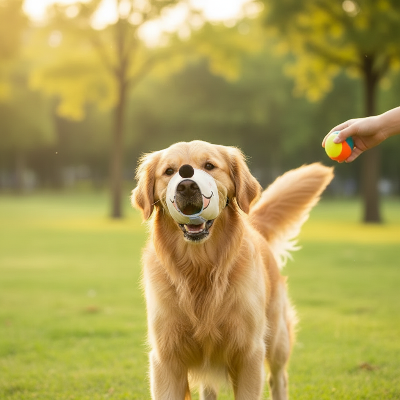 Muselière pour chien - réglable anti aboiement douce  mignon drôle-Golden Retriever heureux au parc