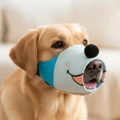 Muselière pour chien - réglable anti aboiement douce  mignon drôle-Portrait Labrador avec design mignon