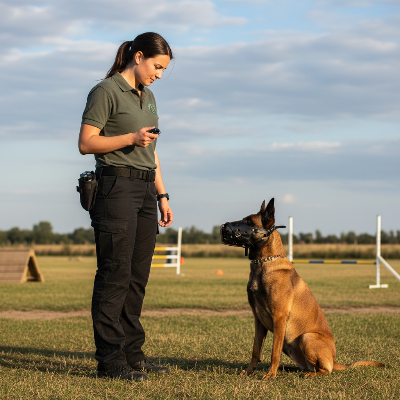Muselier - panier cuir  berger allemand et doberman-Malinois muselière cuir éducateur