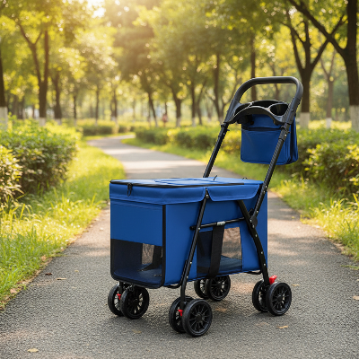 Poussette pour chien  - pliable et légere-chiens-interieur-Poussette bleue vide