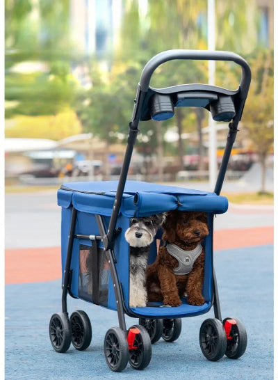 Poussette pour chien  - pliable et légere-deux-chiens-interieur