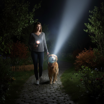 Répulsif pour chien - dispositif-Lampe PoliceBright orange illumine le jardin la nuit