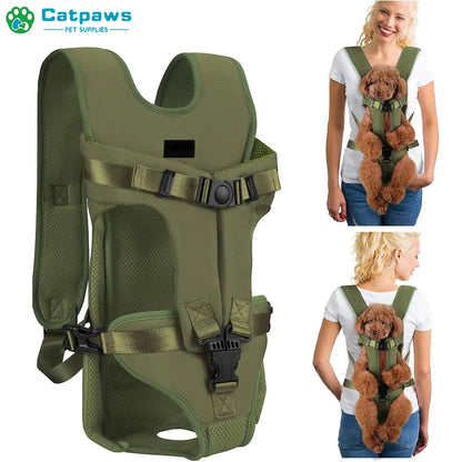 Front-opening pet carrier backpacks, adjustable hands-free dog backpack for small dogs, medium-sized cats, breathable outdoor travel carrier bags