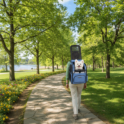 Sac a dos chien - Double épaule robuste-Parc - Bleu