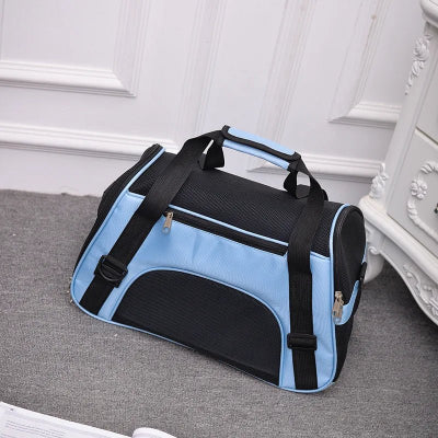 Sac de transport  chien - pliable maille respirante 4 côtés-bleu