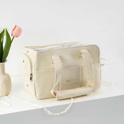 Sac de transport chien - sacoche portable beige