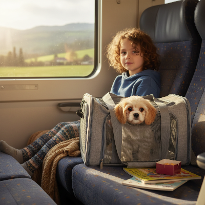 Sac de transport pour chien - approuvé avion sac à dos souple-Enfant dans le train avec chien sac gris