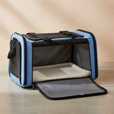 Sac de transport pour chien - approuvé avion sac à dos souple-sac-de-transport-bleu-pour-chien-vide-bleu