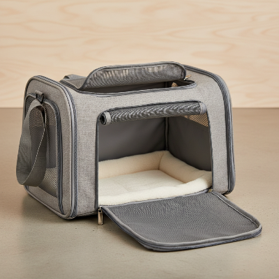 Sac de transport pour chien - approuvé avion sac à dos souple-sac-de-transport-gris-pour-chien-vide-gris