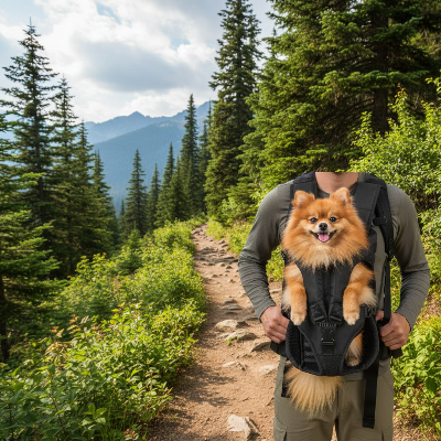 Sac à dos chien - bandouliere-Chien dans sac bandoulière noir en randonnée