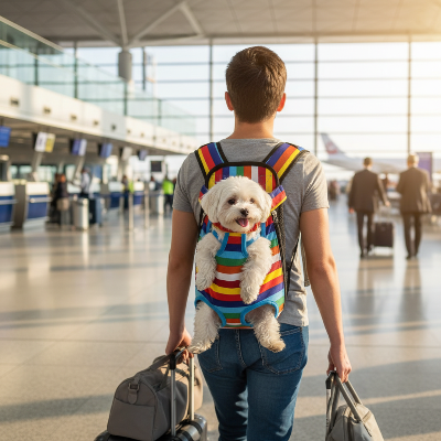 Sac à dos pour chien  - maille respirante exterieur-Voyage - Arc-en-ciel