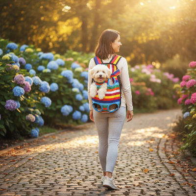 Sac à dos pour chien - maille respirante exterieur arc-en-ciel