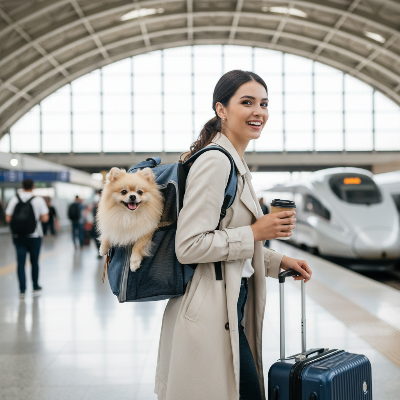 Sac à dos pour chien - pour petits chiens-Gare voyage - sac bleu