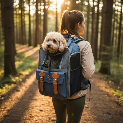 Sac à dos pour chien - pour petits chiens-Randonée forêt - sac bleu