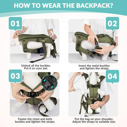 Front-opening pet carrier backpacks, adjustable hands-free dog backpack for small dogs, medium-sized cats, breathable outdoor travel carrier bags