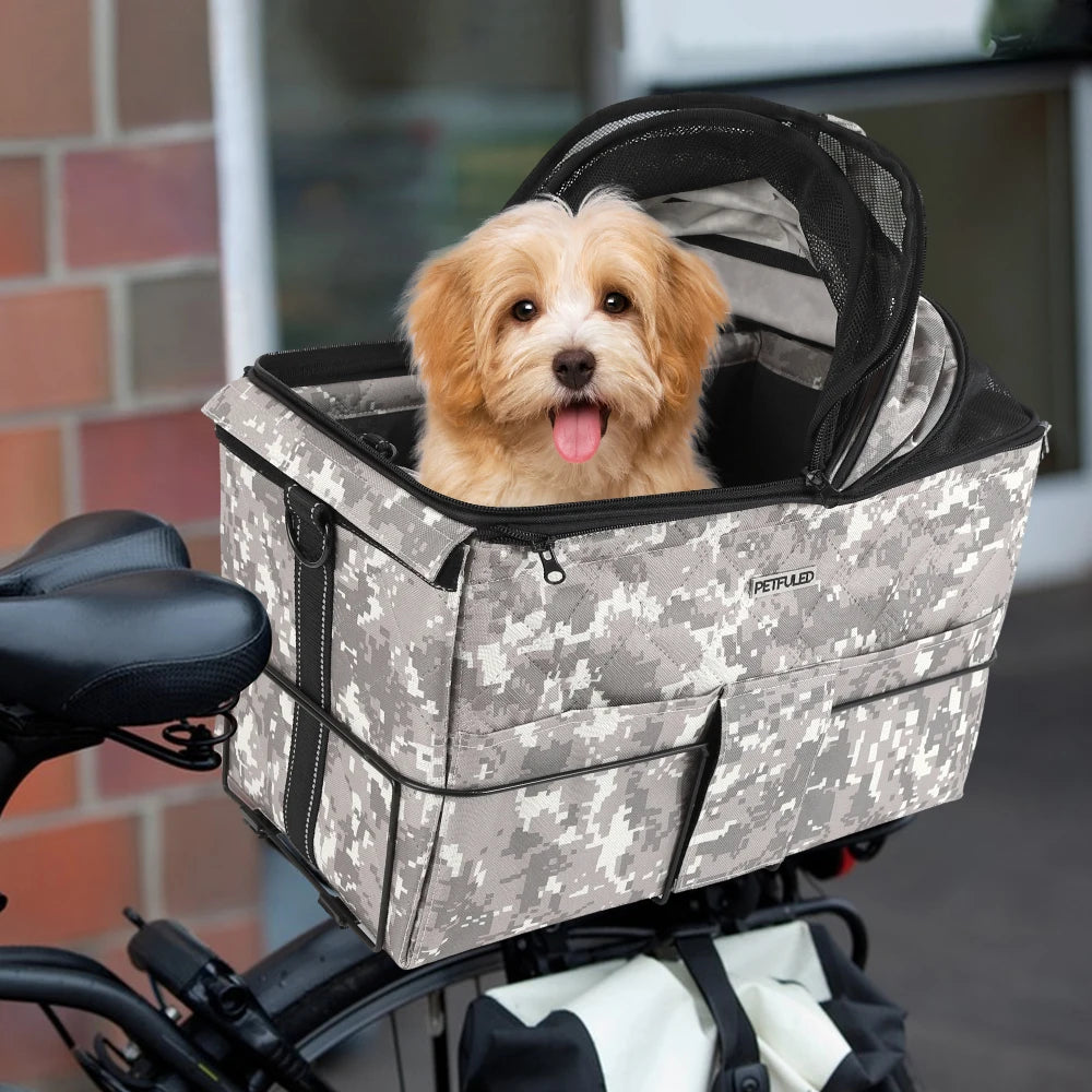 poussette pour chien -Panier de vélo arrière rembourré confortable  panier de siège de banlieue