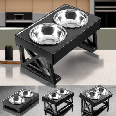 Support-gamelle-pour-chien-ajustable-hauteur-demonstration-ajuster-acier-inoxidable