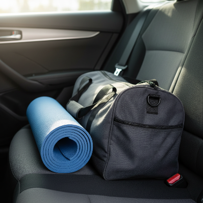 Tapis de yoga - pliable facile à ranger, pour exercices entraînements à domicile-Auto bleu