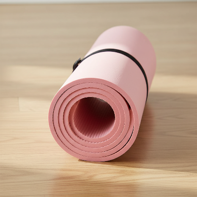 Tapis pilates  - NBR 8mm antidérapant, yoga, fitness-Tapis roulé rose