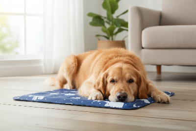 Tapis rafraîchissant chien - lit froid d'été coussin de glace-Chien sur tapis ours polaires