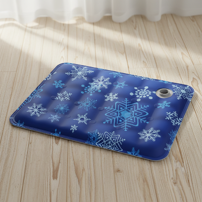Tapis rafraîchissant chien - lit froid d'été coussin de glace-Tapis bleu foncé flocons-de-neiges