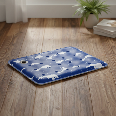 Tapis rafraîchissant chien - lit froid d'été coussin de glace-Tapis bleu foncer-ours-polaire