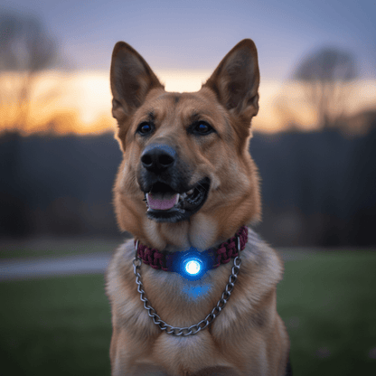 Pack Sécurité Grande Taille - Collier Noir/Rouge + Lampe LED - au royaume des chiens